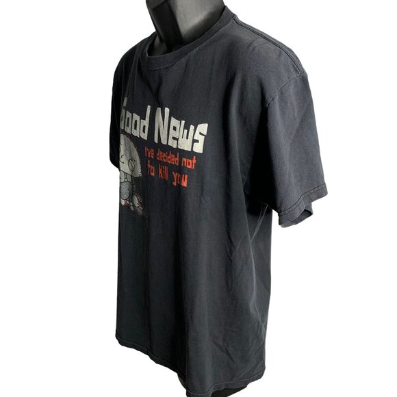 Vintage Y2K Family Guy Crewneck T Shirt M Black Short Sleeves Graphic Stewie - Picture 4 of 7